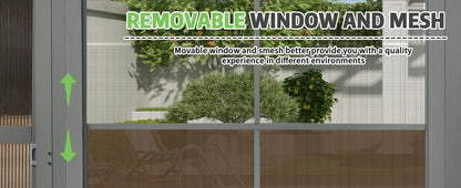 Wall Mounted Solarium with Aluminum Frame, Polycarbonate Roof,Sliding Doors, Lockable PC Screen Walls