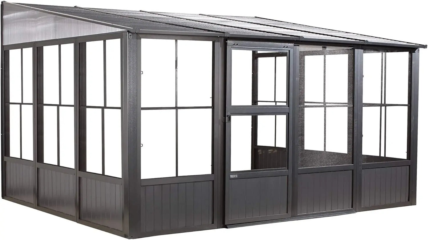 Charleston Wall-Mounted  Solarium 10' x 13', Dark Grey