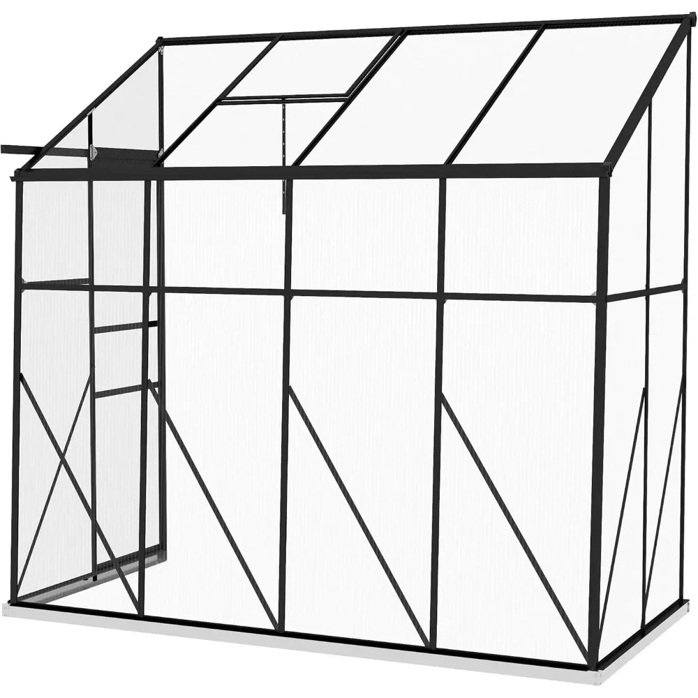 8' x 4' Walk-in Polycarbonate Greenhouse with Sliding Door,Aluminum Frame, Foundation