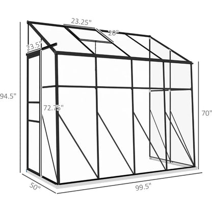 8' x 4' Walk-in Polycarbonate Greenhouse with Sliding Door,Aluminum Frame, Foundation