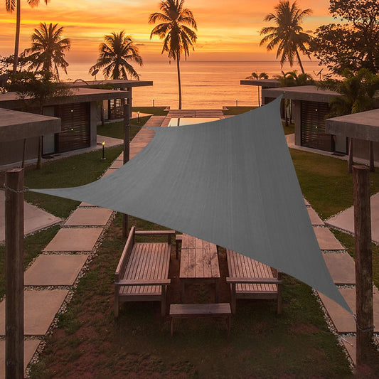 Dark Grey Sun Shade Sail Triangle Canopy 185 GSM Durable Fabric UV Block