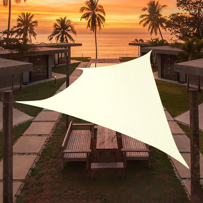 Cream Sun Shade Sail Triangle Canopy 185 GSM Durable Fabric UV Block