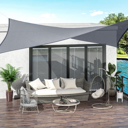 Outsunny 13' x 20' Rectangle Sun Shade Sail Canopy with D-Rings and Rope Included - Gray