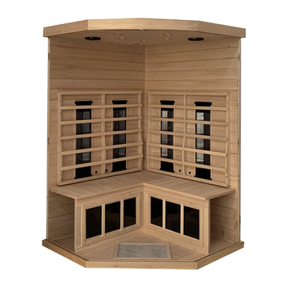 Hemlock pentagonal double opening glass sauna room