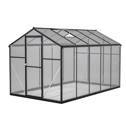 6x10 ft Polycarbonate Greenhouse  with Aluminum Frame Lockable Door & Adjustable Roof Vent