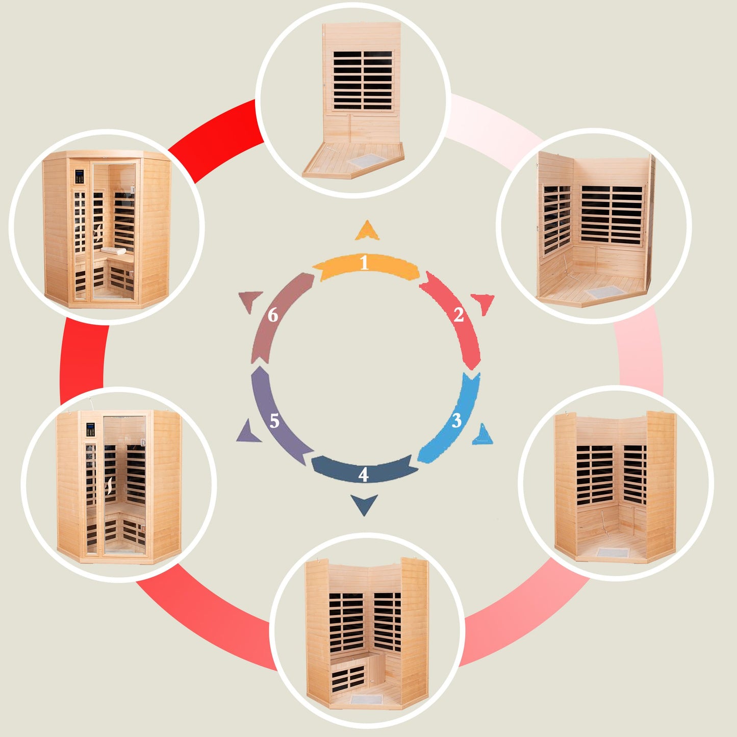 Two persons Hemlock Far Infrared Corner Indoor Sauna