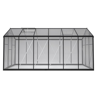 6' x 12' Polycarbonate Greenhouse, with Double Flush Door, Rain Gutter and Ventilation Window