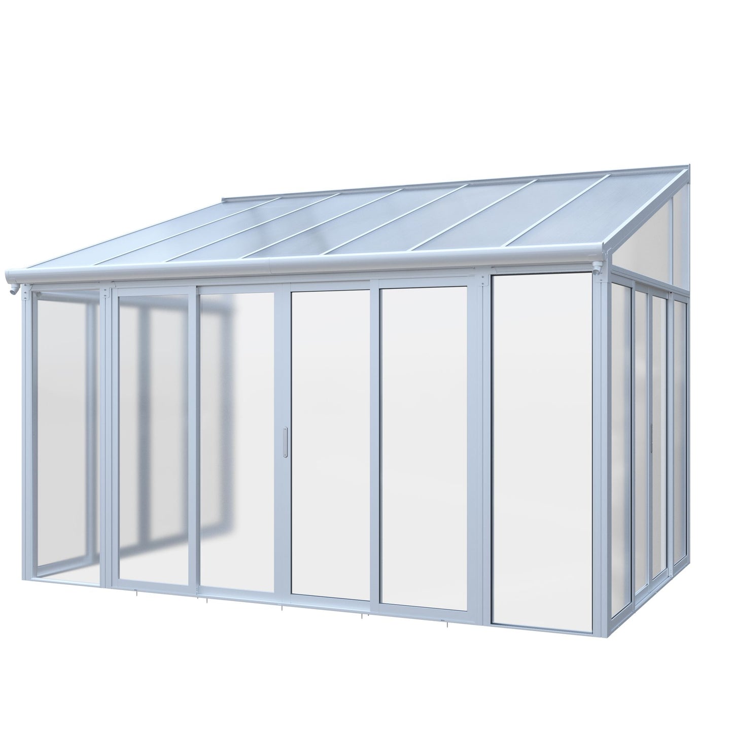 10×14 ft Enclosed Patio Cover with 3 Lockable Sliding Doors, All Season Sunroom with aluminum alloy frame