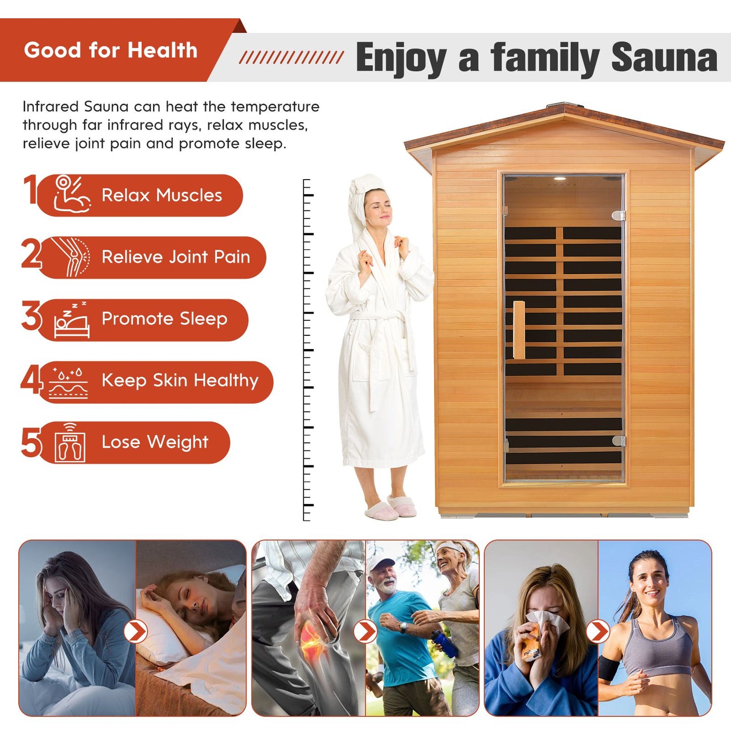 Double Abies Wood Outdoor Sauna Room