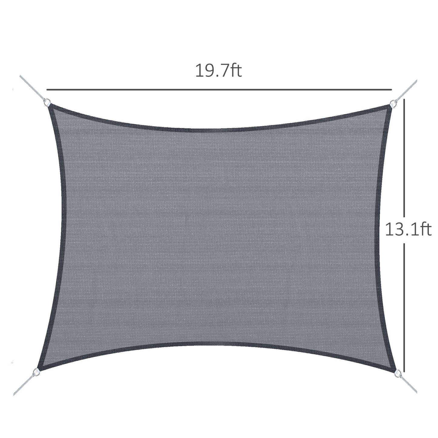 Outsunny 13' x 20' Rectangle Sun Shade Sail Canopy with D-Rings and Rope Included - Gray