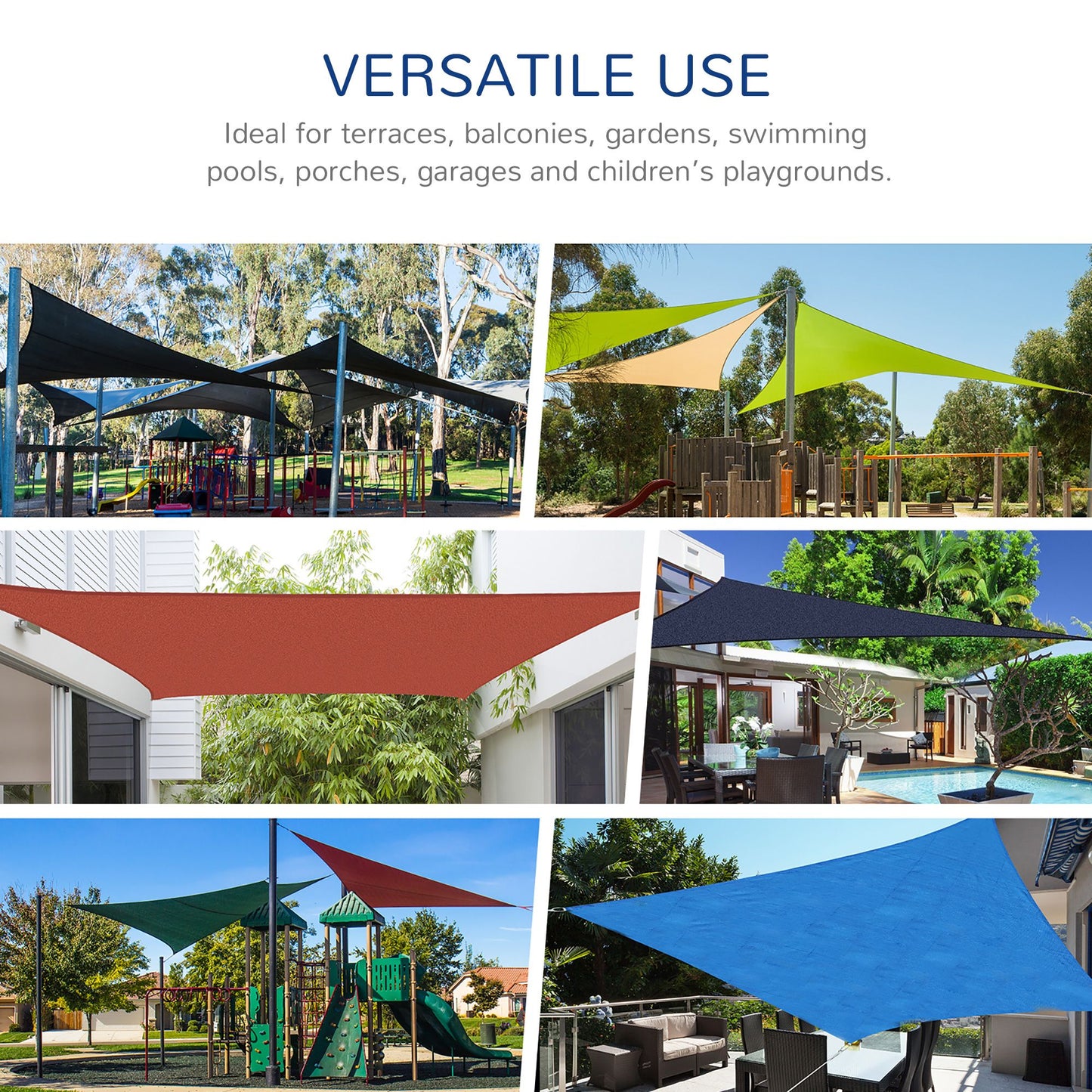 Outsunny 24' x 24' Sun Shade Sail Canopy, UV Block, Blue