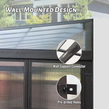 10x14FT All Season Permanent Wall Mounted Solarium with Detachable Polycarbonate Windows