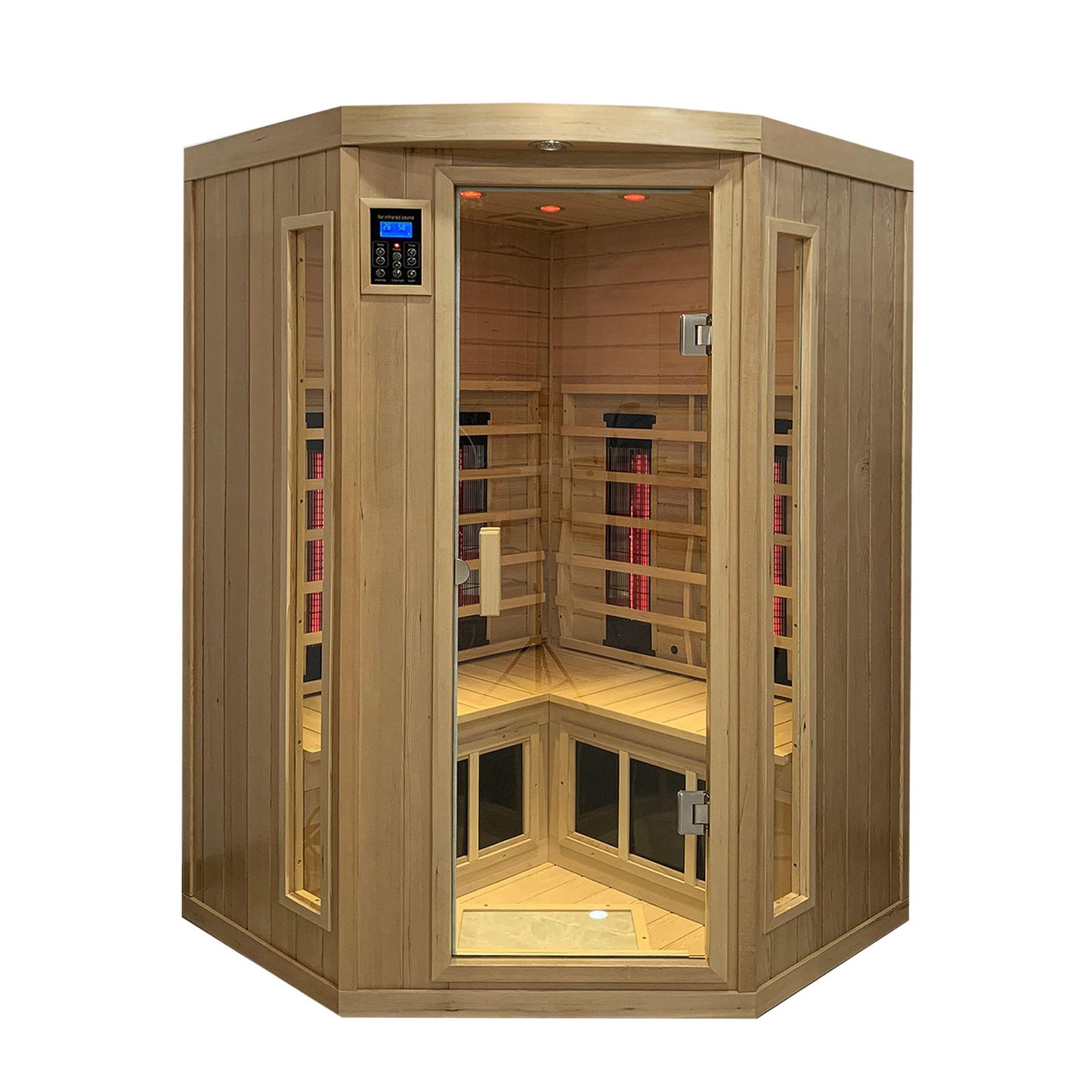 Hemlock pentagonal double opening glass sauna room