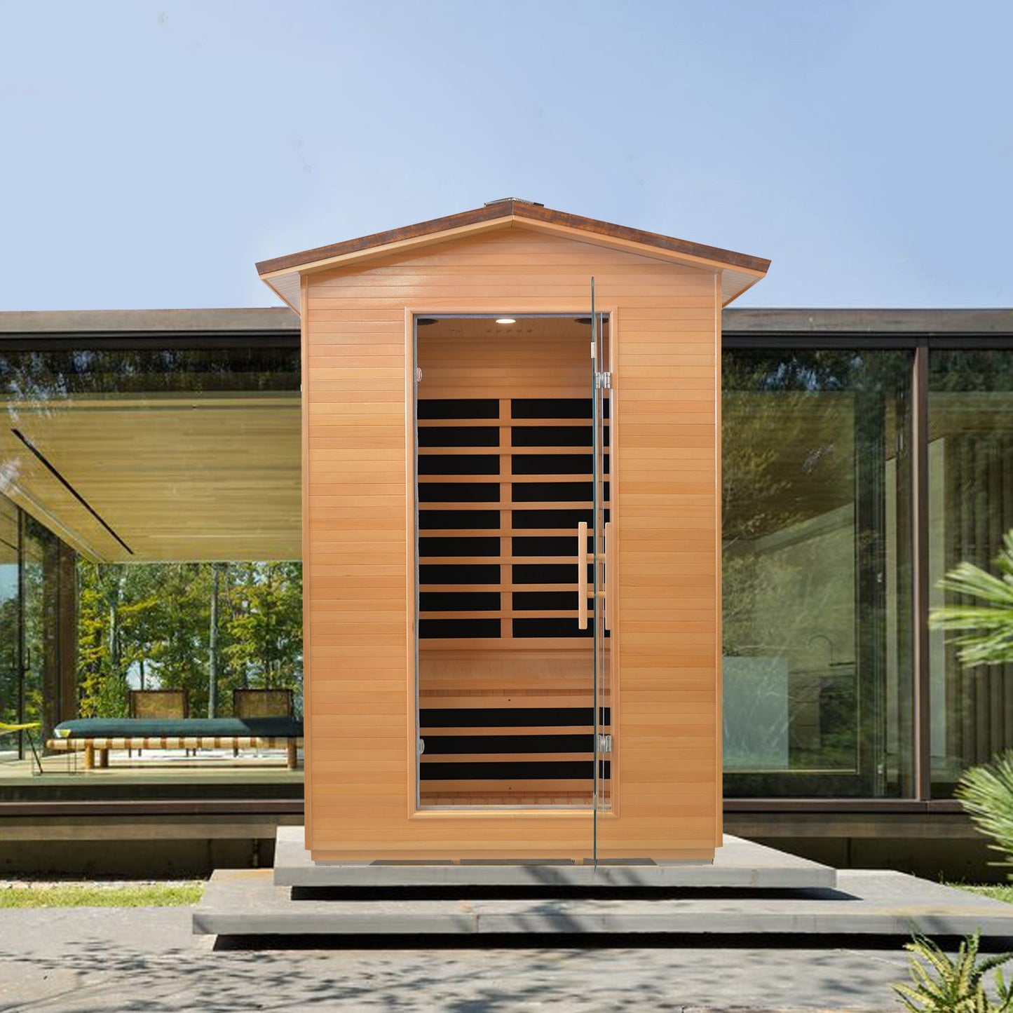 Double Abies Wood Outdoor Sauna Room