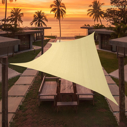 Beige Sun Shade Sail Triangle Canopy 185 GSM Durable Fabric UV Block