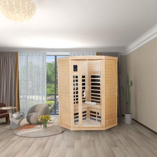 Two persons Hemlock Far Infrared Corner Indoor Sauna