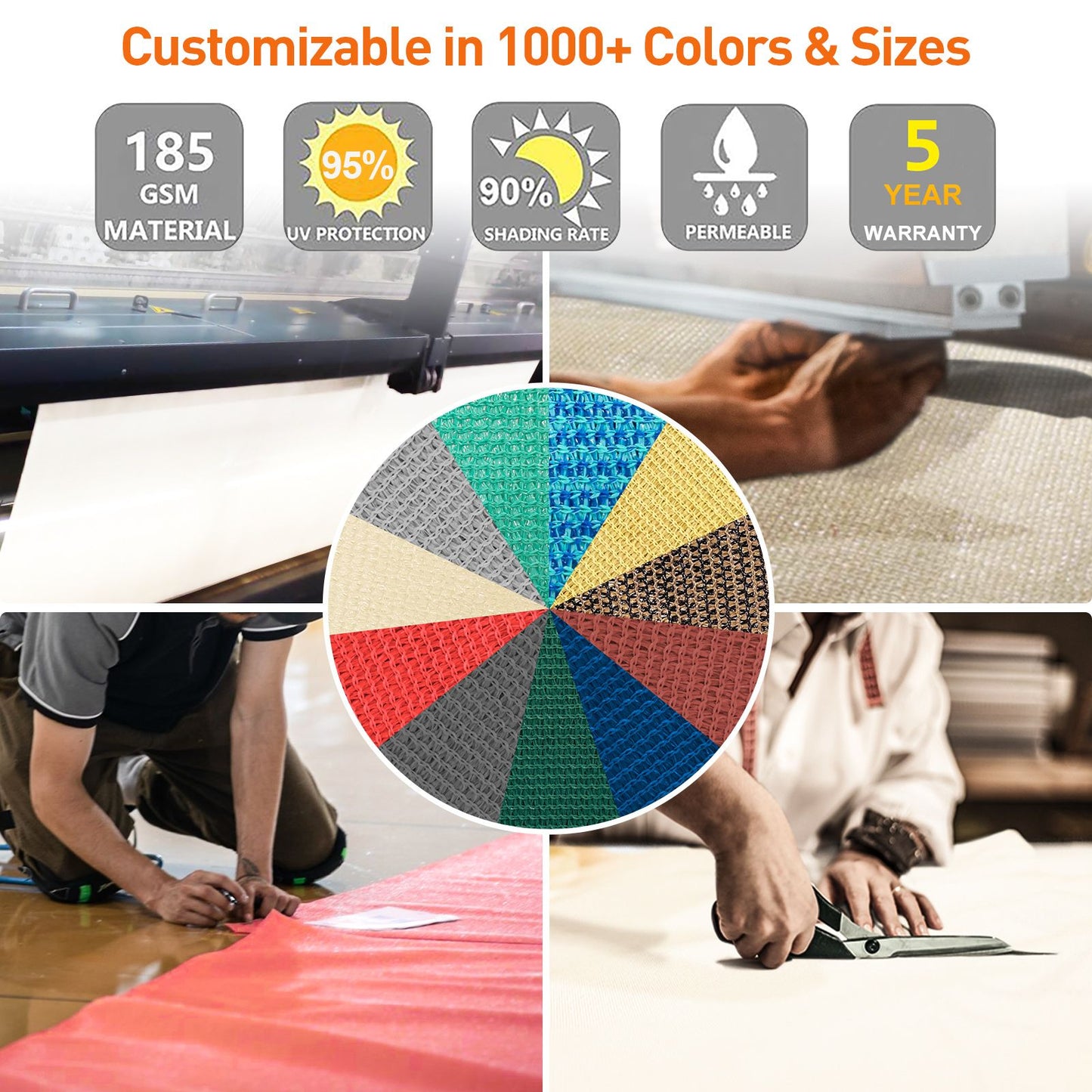 Cream Sun Shade Sail Triangle Canopy 185 GSM Durable Fabric UV Block