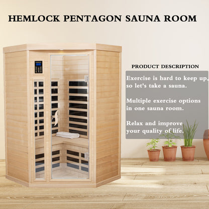 Two persons Hemlock Far Infrared Corner Indoor Sauna