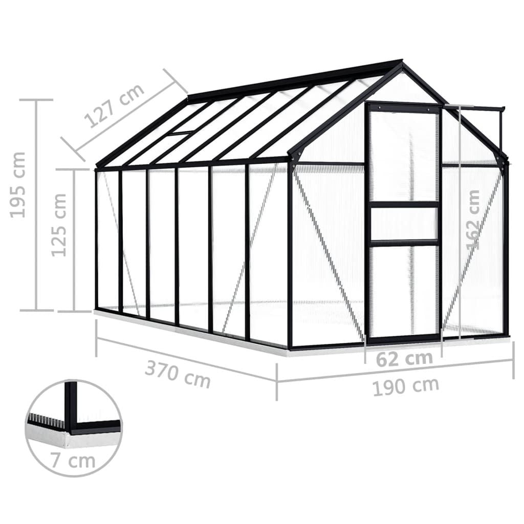 Greenhouse with Base Frame Anthracite Aluminum 75.7 ft²