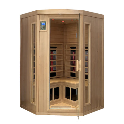 Hemlock pentagonal double opening glass sauna room