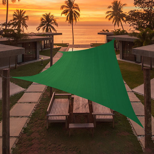 Dark Green Sun Shade Sail Triangle Canopy 185 GSM Durable Fabric UV Block