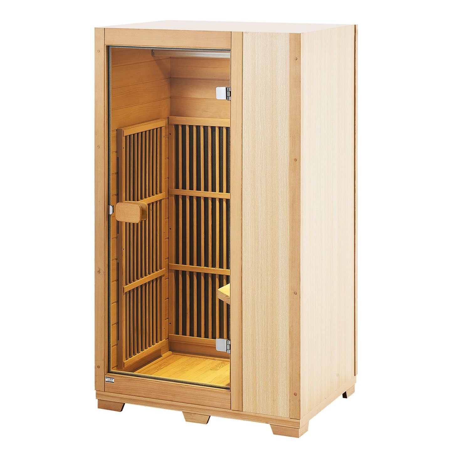 VEVOR Low EMF Far Infrared Hemlock Wood Sauna with Tempered Glass Door LED Reading Lamp Bluetooth Speakers, 1140W Indoor Use