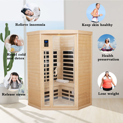 Two persons Hemlock Far Infrared Corner Indoor Sauna