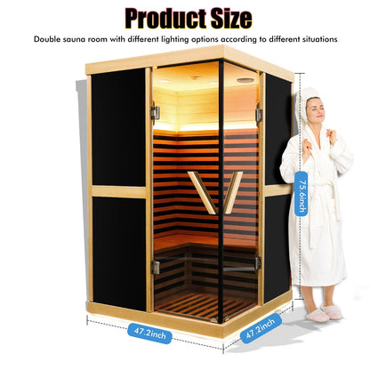 Double person V-shaped far infrared sauna room