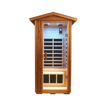 One Person Outdoor Okoume Wood Far Infrared Sauna Room