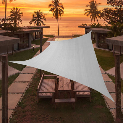 Light Gray Sun Shade Sail Triangle Canopy 185 GSM Durable Fabric UV Block