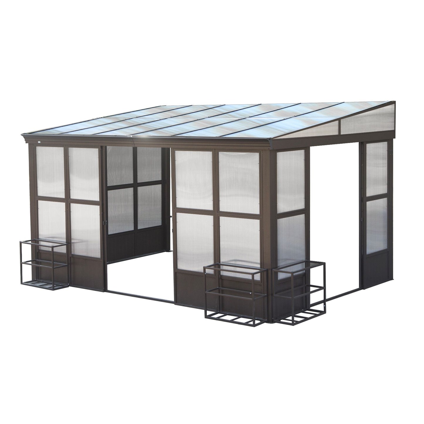 10x12FT All Season Permanent Wall Mounted Solarium with Detachable Polycarbonate Windows