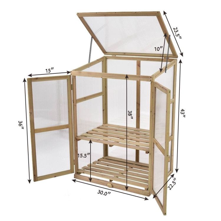 30 x 22 x 43 Inch Garden Portable Wooden Greenhouse