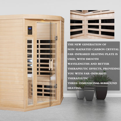 Two persons Hemlock Far Infrared Corner Indoor Sauna