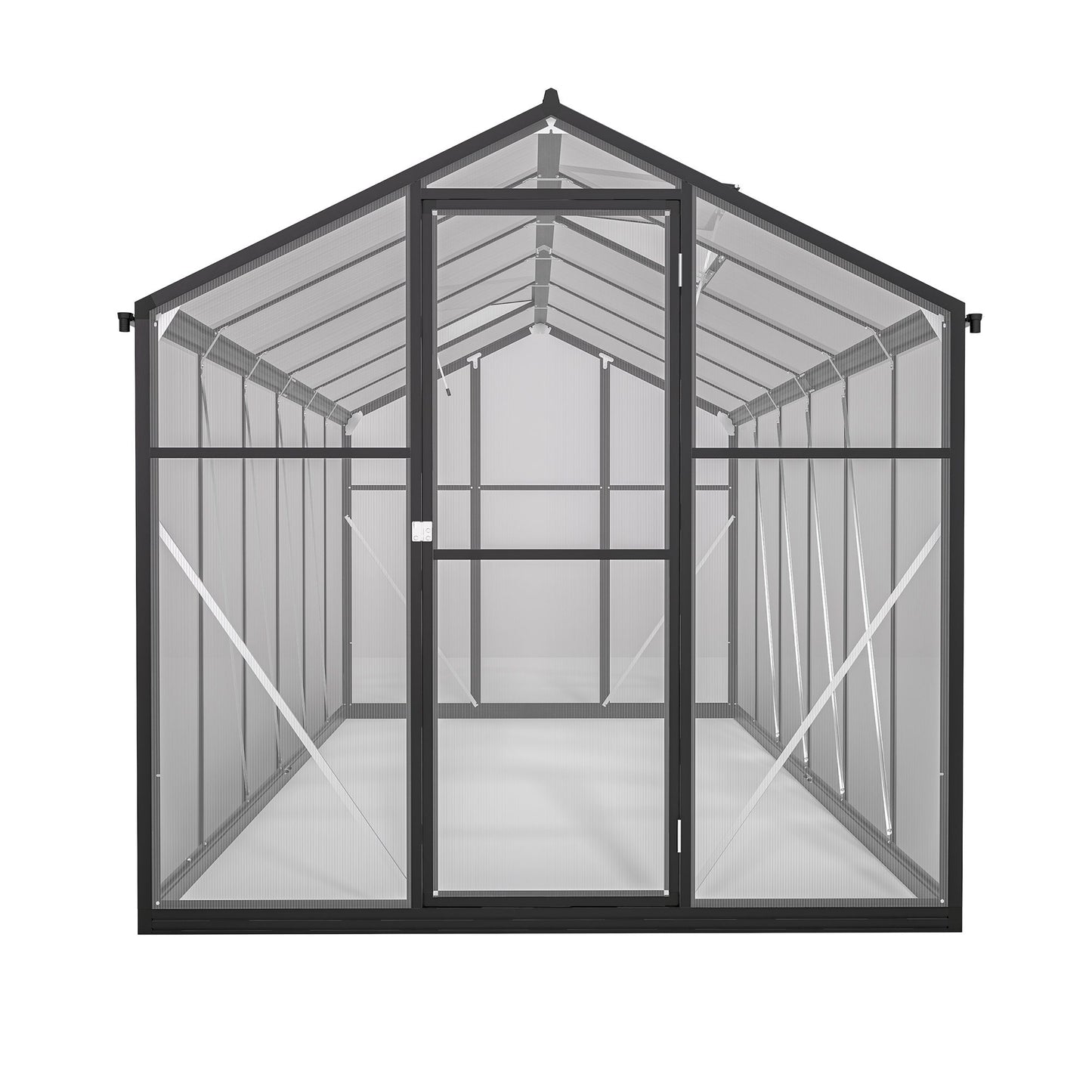 6' x 12' Polycarbonate Greenhouse, with Double Flush Door, Rain Gutter and Ventilation Window