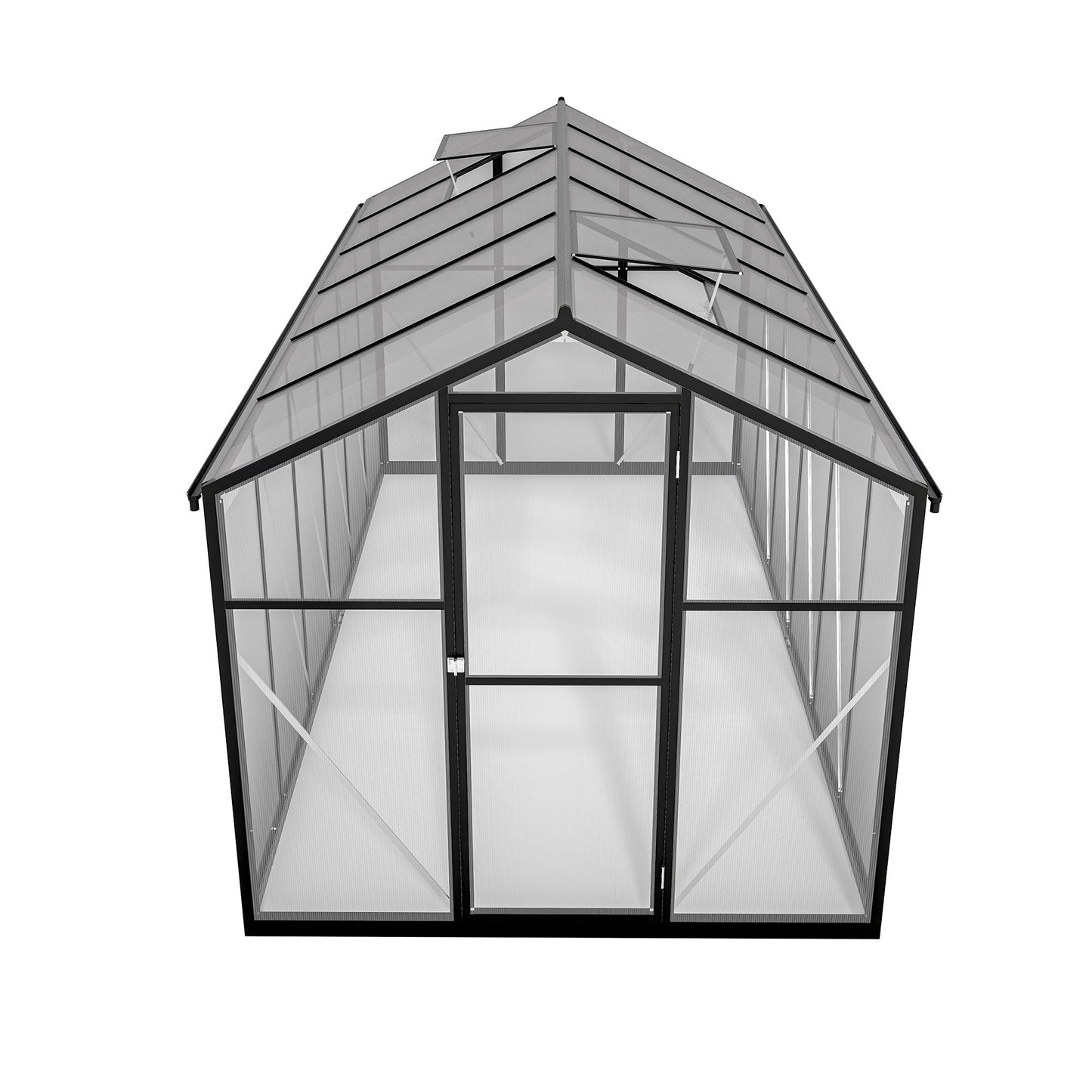 6' x 12' Polycarbonate Greenhouse, with Double Flush Door, Rain Gutter and Ventilation Window