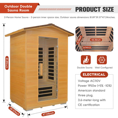 Double Abies Wood Outdoor Sauna Room