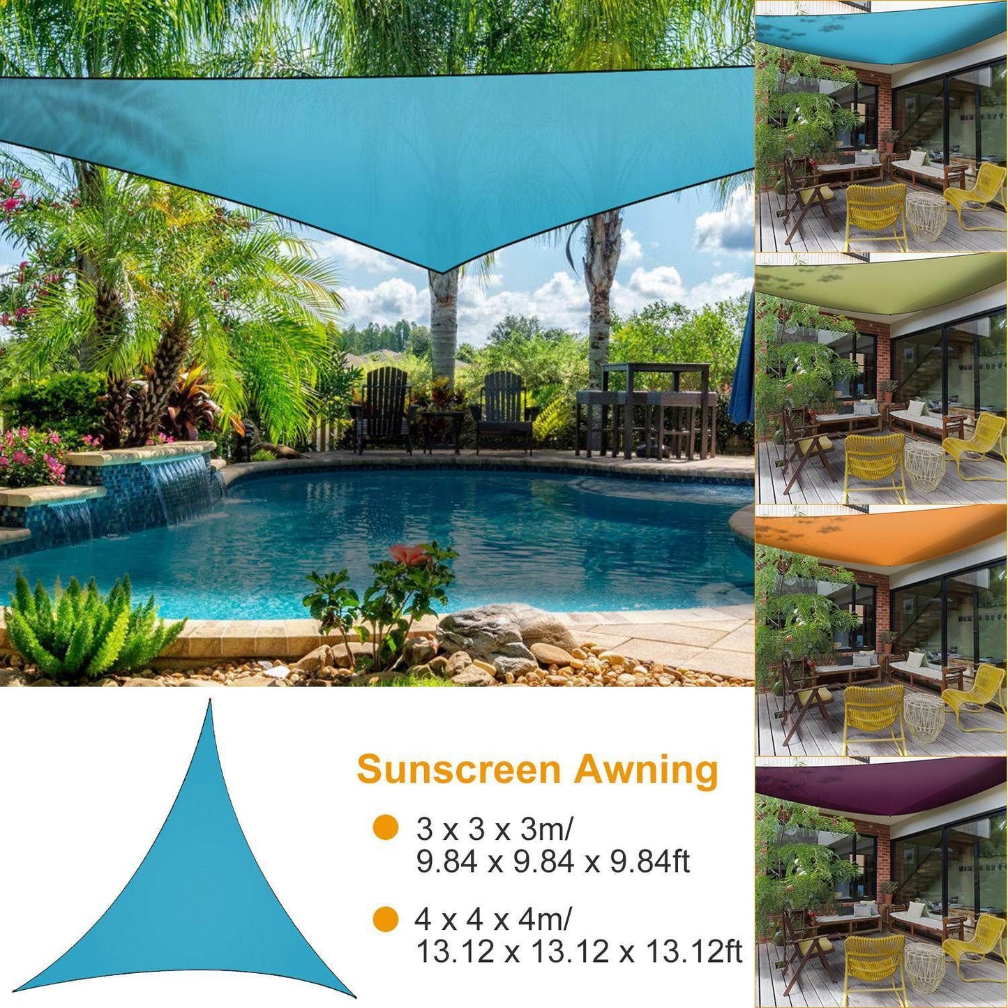 9.84ft Shade Sail Shade Canopy Triangle