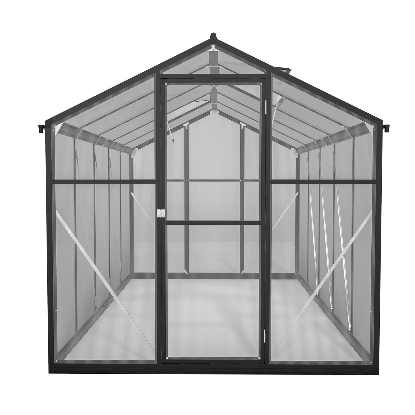 6x10 ft Polycarbonate Greenhouse  with Aluminum Frame Lockable Door & Adjustable Roof Vent