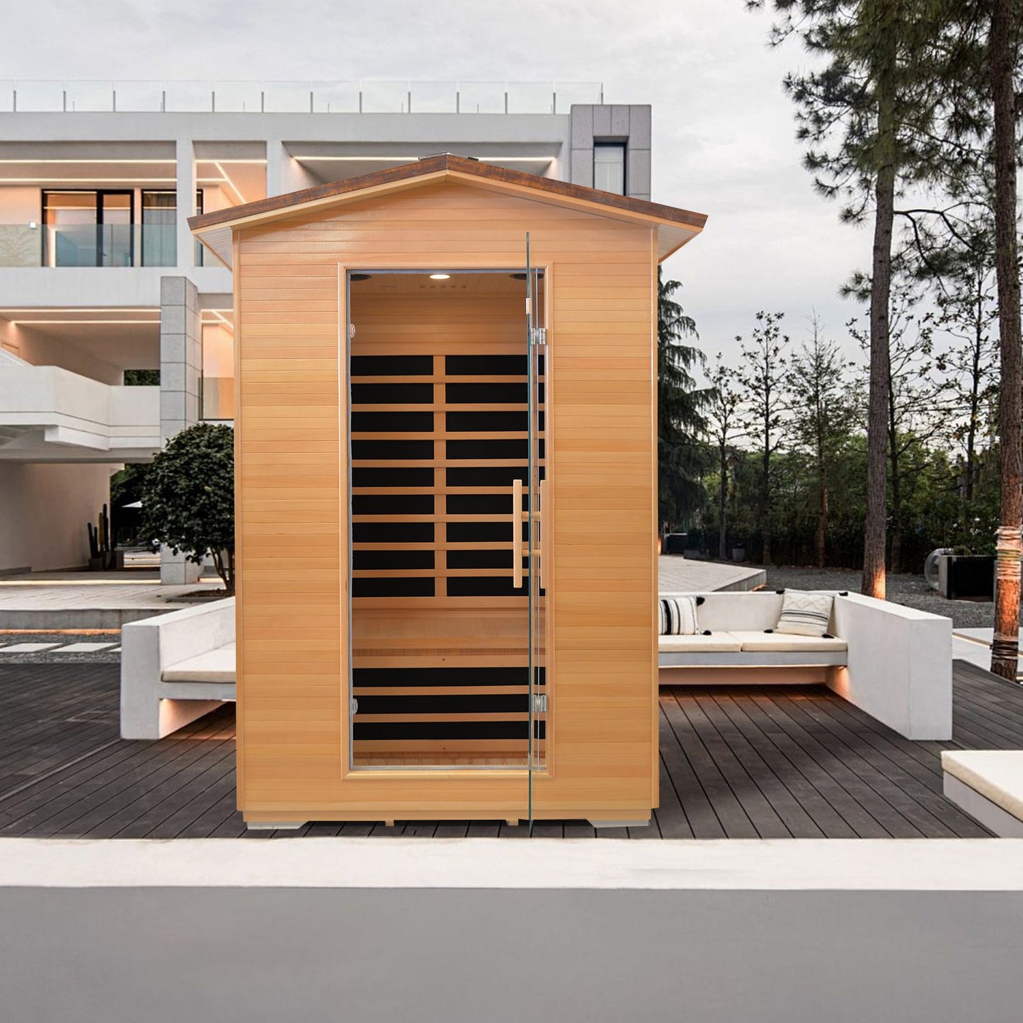 Double Abies Wood Outdoor Sauna Room