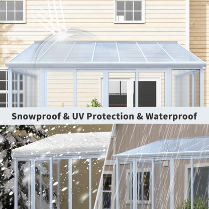 10×14 ft Enclosed Patio Cover with 3 Lockable Sliding Doors, All Season Sunroom with aluminum alloy frame