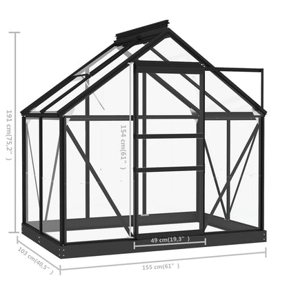 Glass Greenhouse Anthracite 61"x40.6"x75.2" Aluminum