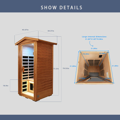 One Person Outdoor Okoume Wood Far Infrared Sauna Room