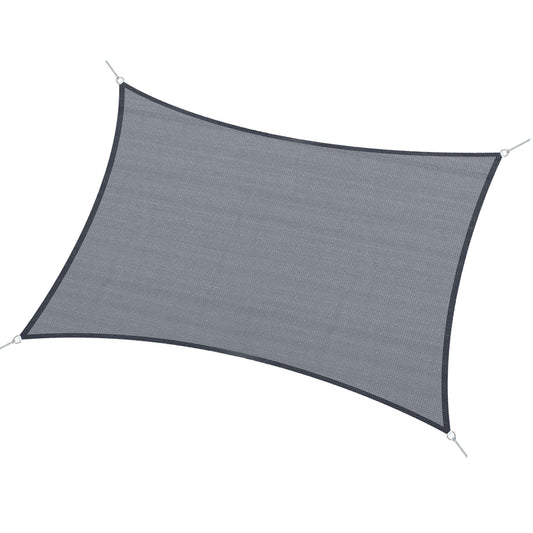 Outsunny 13' x 20' Rectangle Sun Shade Sail Canopy with D-Rings and Rope Included - Gray